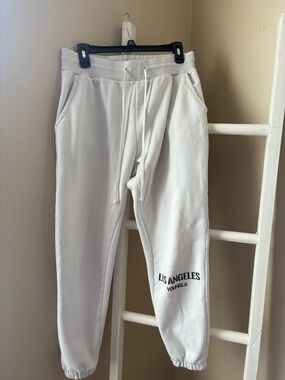 YoungLA White Los Angeles Logo Joggers